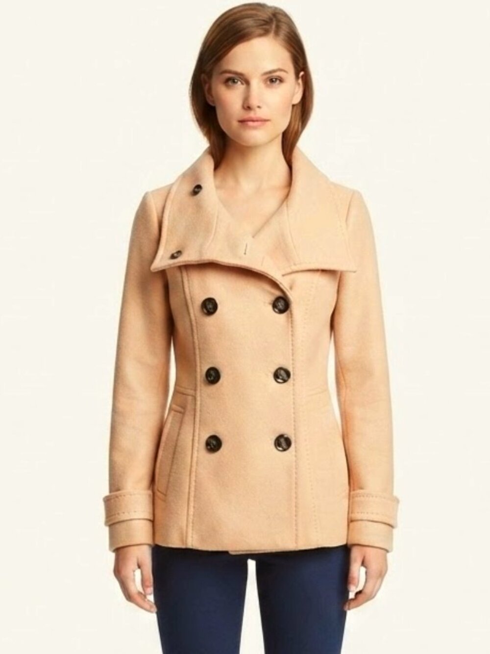 H&M Double Breasted Blush Vegan Pea Coat- Sz. 4